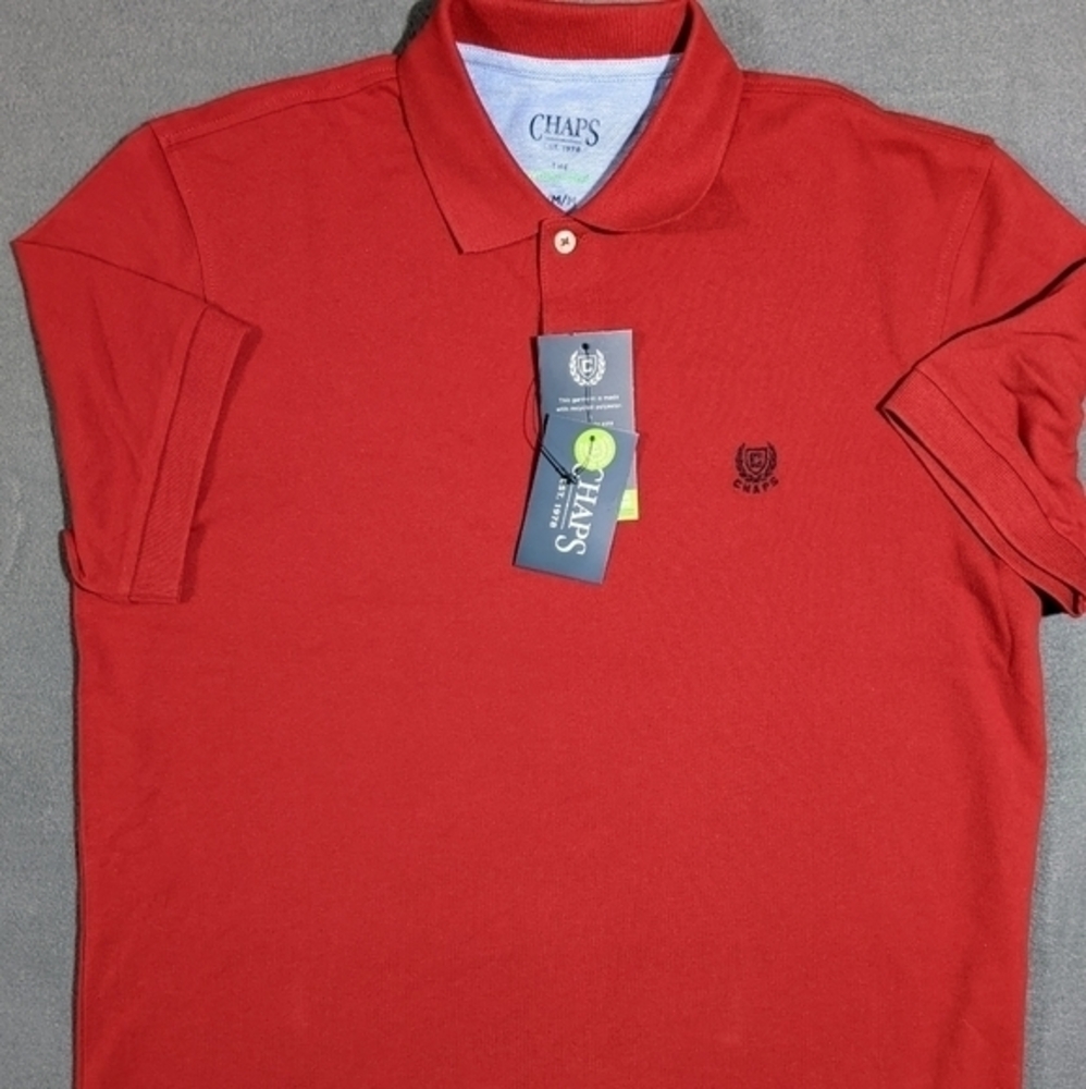 NWT Chaps mens polo logo shirt‎ size medium red cotton polyester